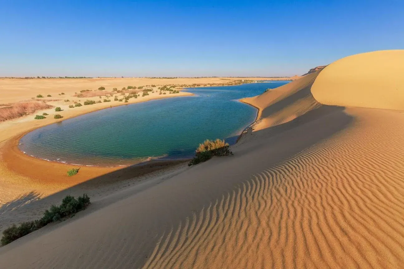 Dunas junto al lago de Wadi El Rayan